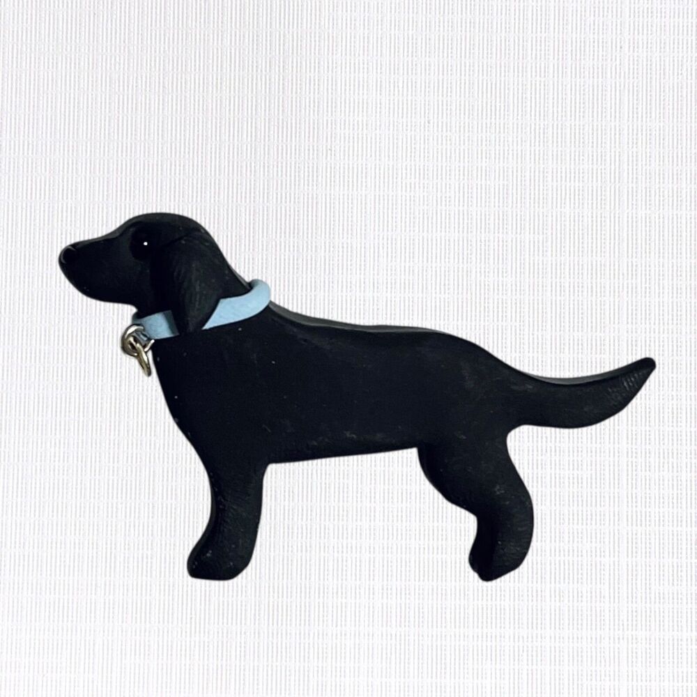 Black Lab Dog Pin Brooch Polymer Clay Labrador Retriever Sculpture Handmade Pet